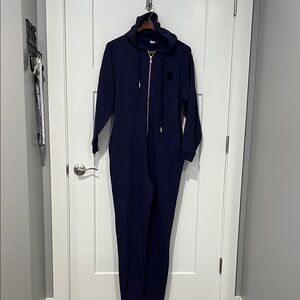 Savage X Fenty Navy Blue Hooded Zip Up Jumpsuit Sz OS